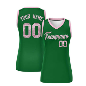 Custom Kelly Green Light Pink Women Basketball Jersey Dress