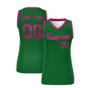 Custom Kelly Green Pink Women Basketball Jersey Dress