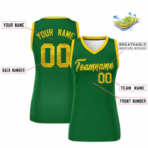 Custom Kelly Green Gold Women Basketball Jersey Dress