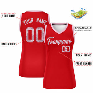 Custom Red Light Pink Women Basketball Jersey Dress