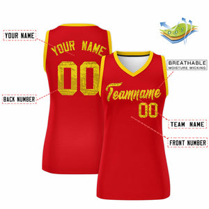 Custom Red Gold Women Basketball Jersey Dress