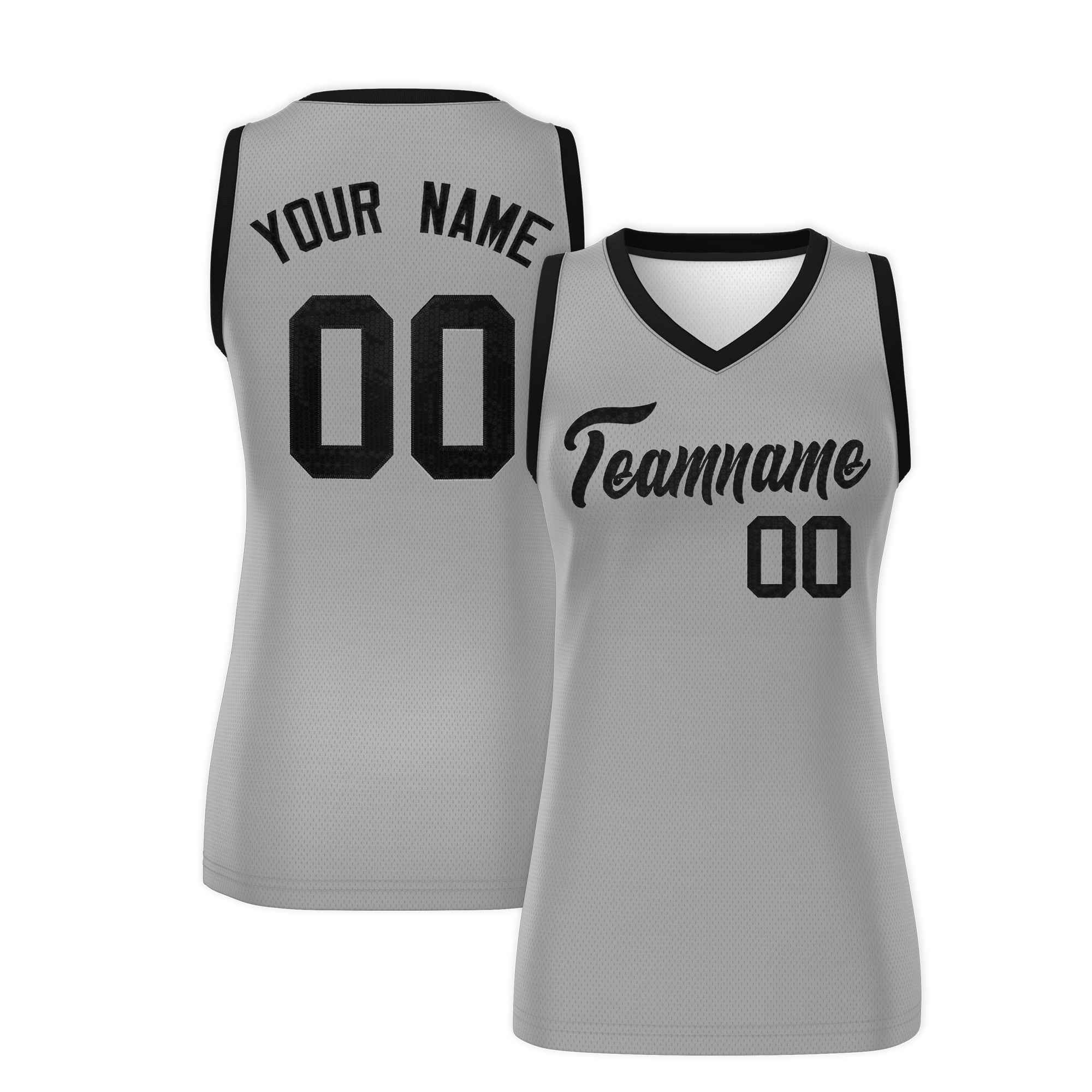 Custom Silver Black Women Basketball Jersey Dress