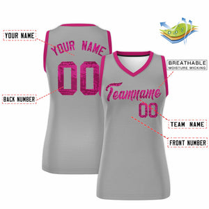 Custom Silver Pink Women Basketball Jersey Dress