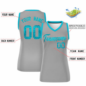 Custom Silver Sky Blue Women Basketball Jersey Dress