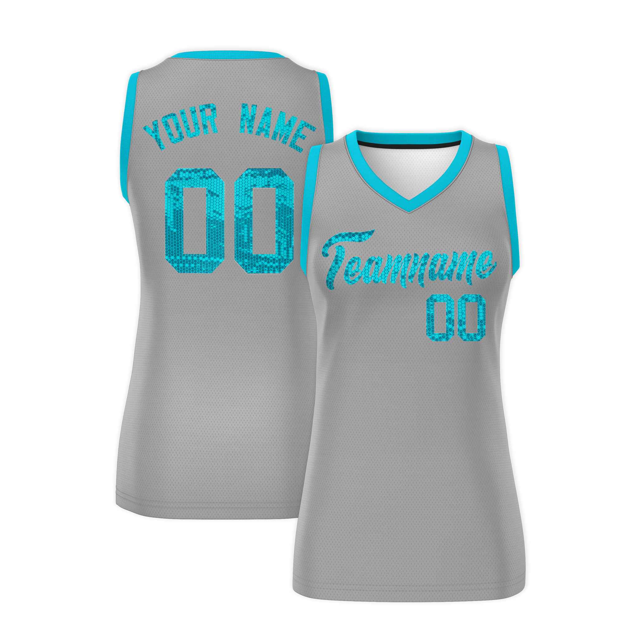 Custom Silver Sky Blue Women Basketball Jersey Dress