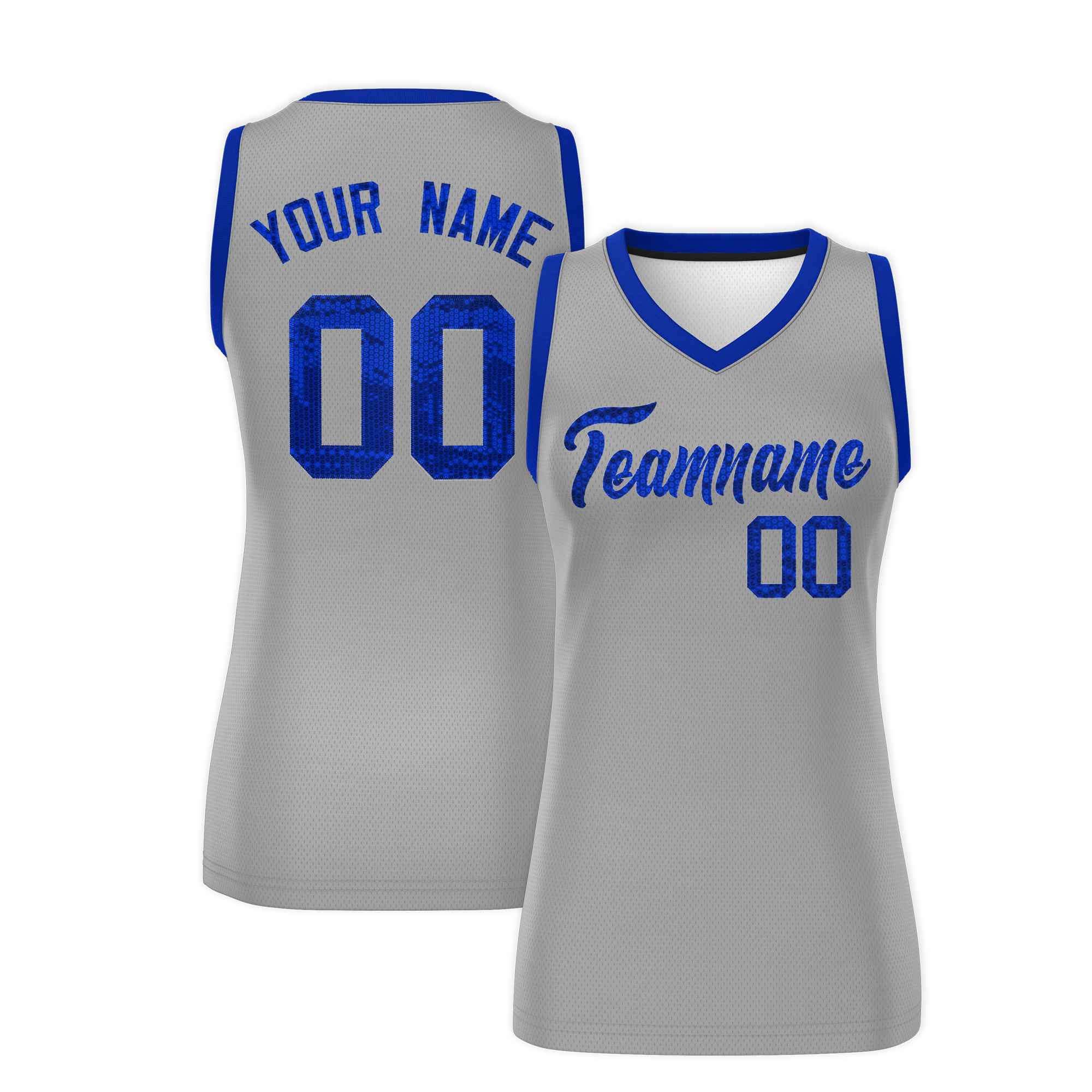 Custom Silver Royal Women Basketball Jersey Dress