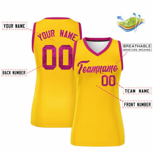 Custom Gold Pink Women Basketball Jersey Dress