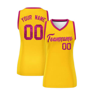 Custom Gold Pink Women Basketball Jersey Dress