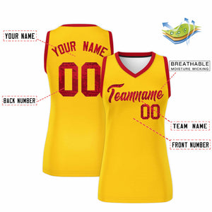 Custom Gold Red Women Basketball Jersey Dress