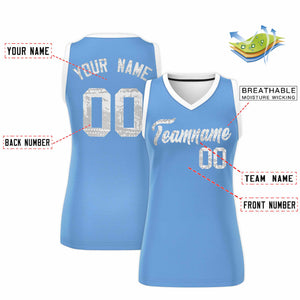 Custom Light Blue White Women Basketball Jersey Dress