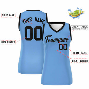 Custom Light Blue Black Women Basketball Jersey Dress