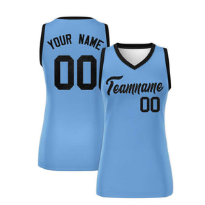 Custom Light Blue Black Women Basketball Jersey Dress