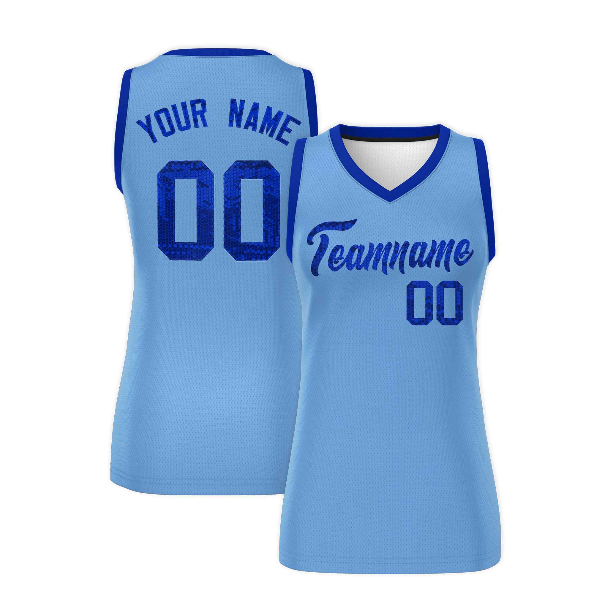 Custom Light Blue Royal Women Basketball Jersey Dress