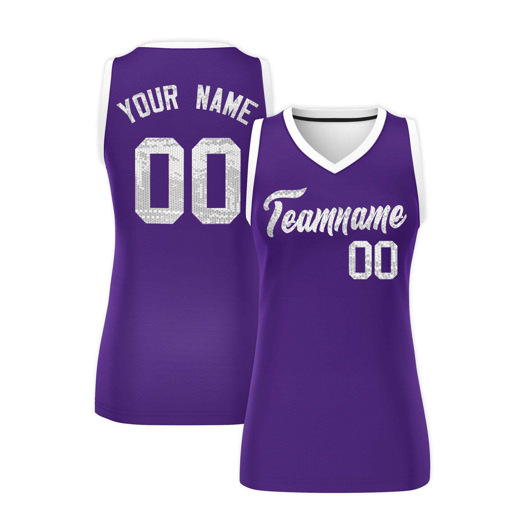 Custom Purple White Women Basketball Jersey Dress