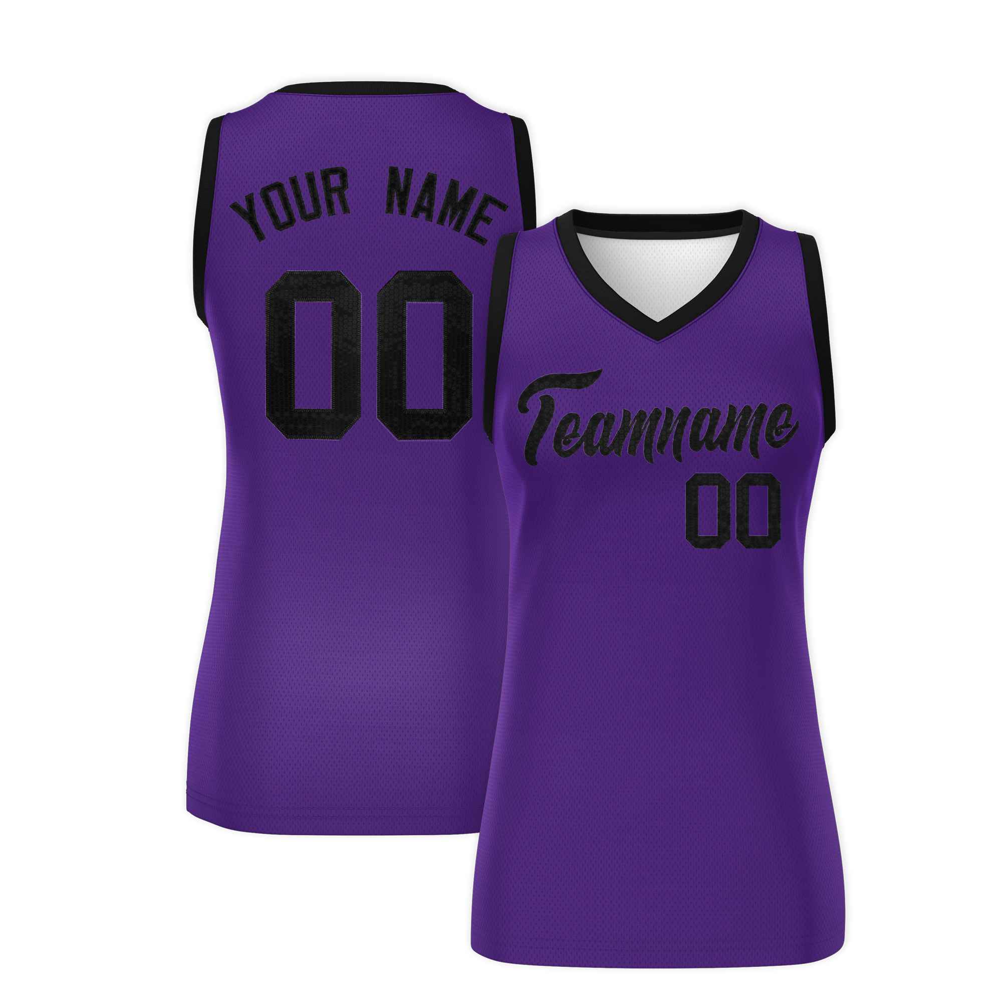 Custom Purple Black Women Basketball Jersey Dress