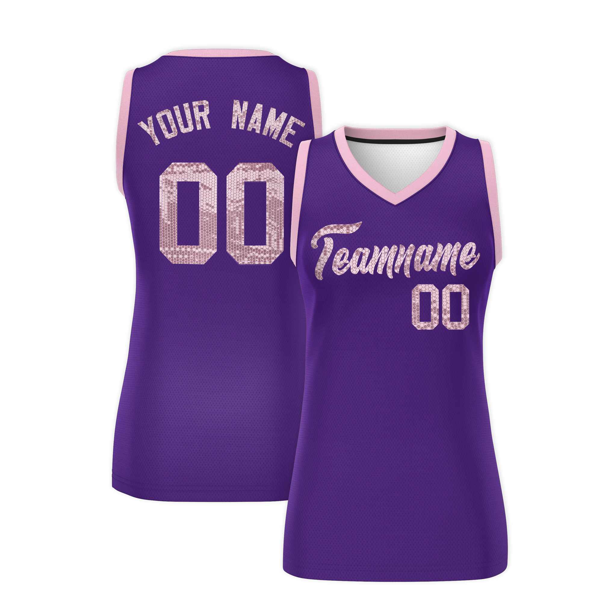 Custom Purple Light Pink Women Basketball Jersey Dress