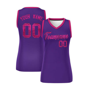 Custom Purple Pink Women Basketball Jersey Dress