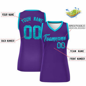 Custom Purple Sky Blue Women Basketball Jersey Dress