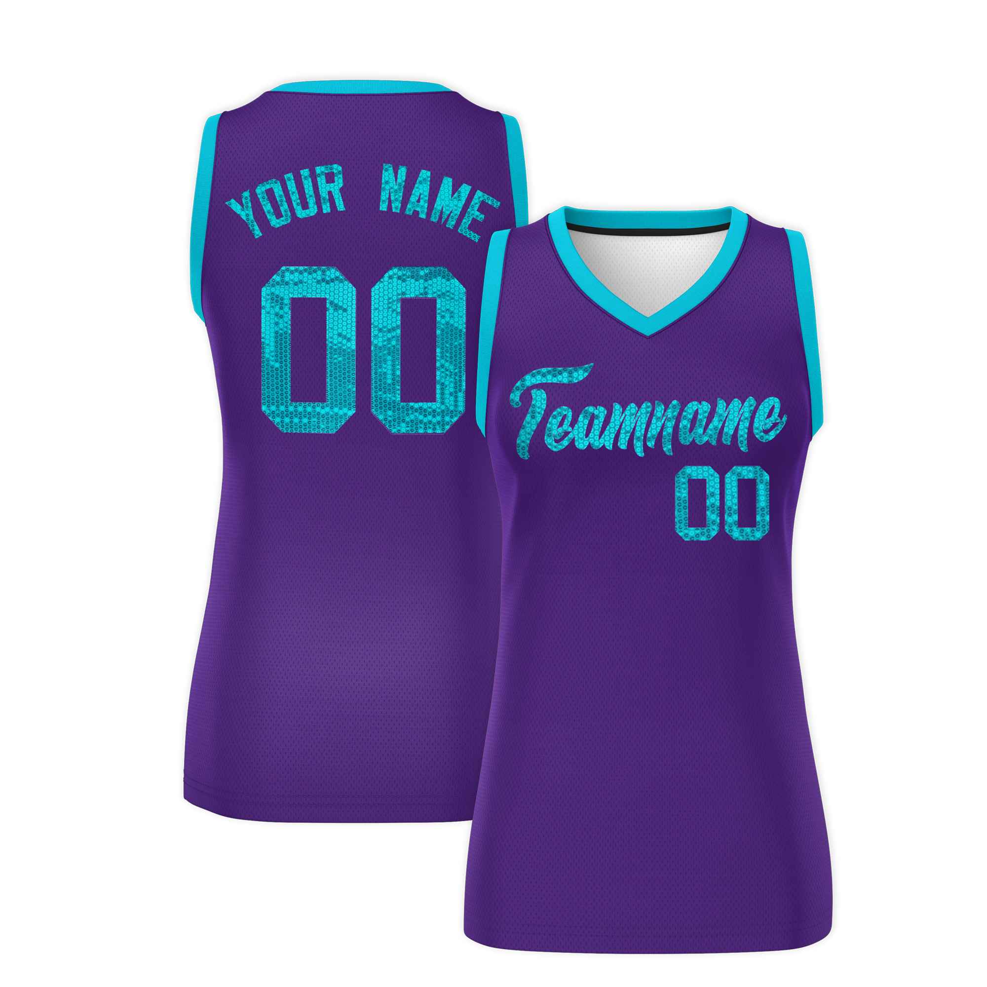 Custom Purple Sky Blue Women Basketball Jersey Dress