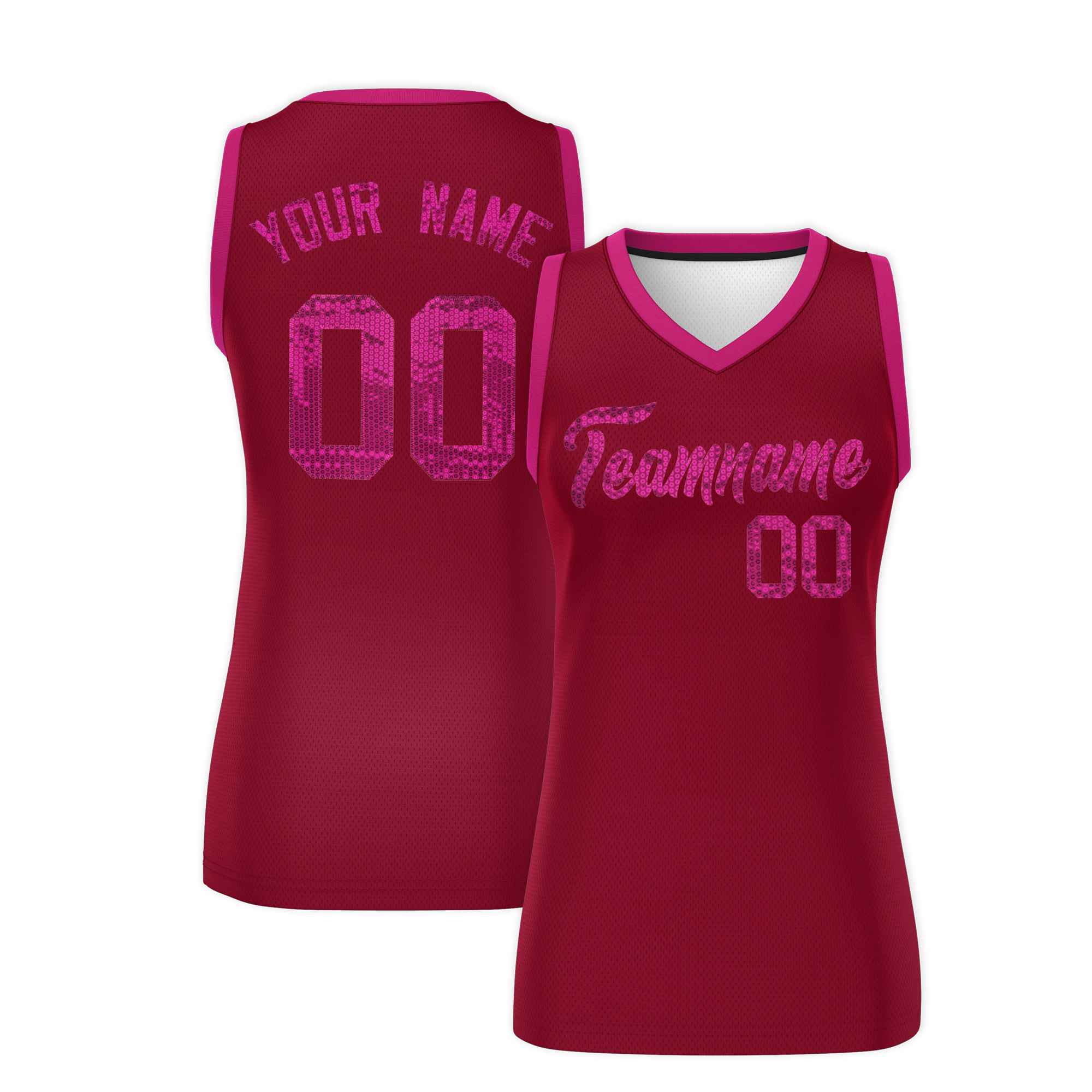 Custom Crimson Pink Women Basketball Jersey Dress