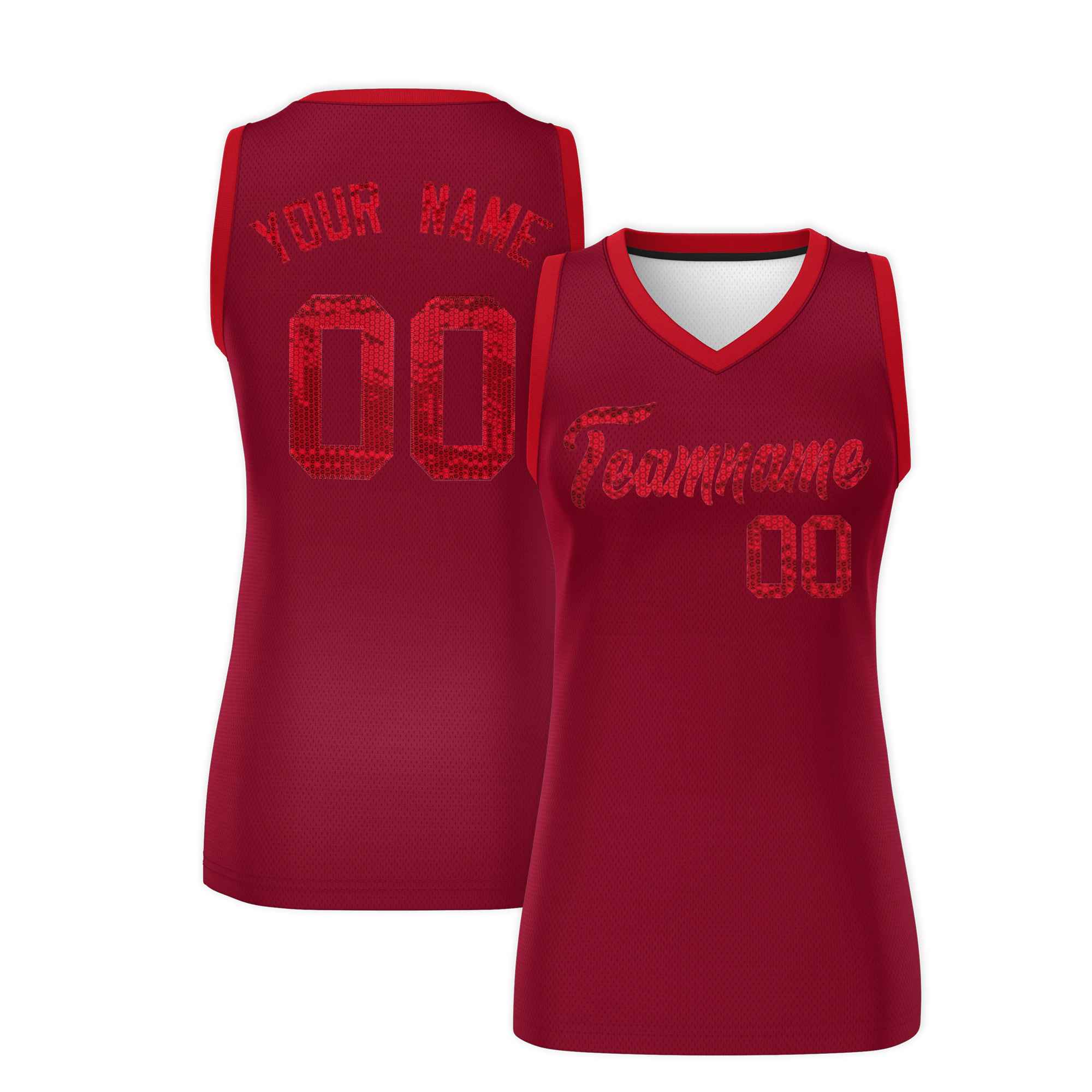 Custom Crimson Red Women Basketball Jersey Dress