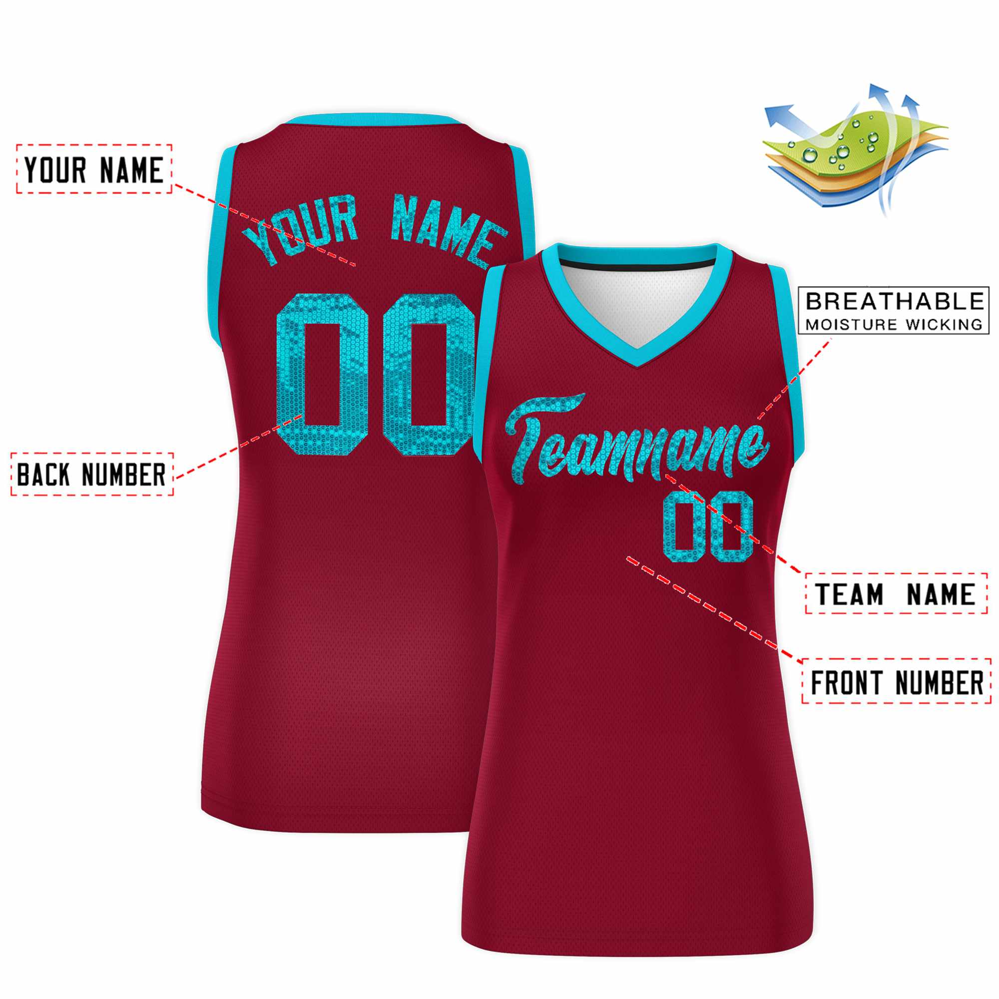 Custom Crimson Sky Blue Women Basketball Jersey Dress