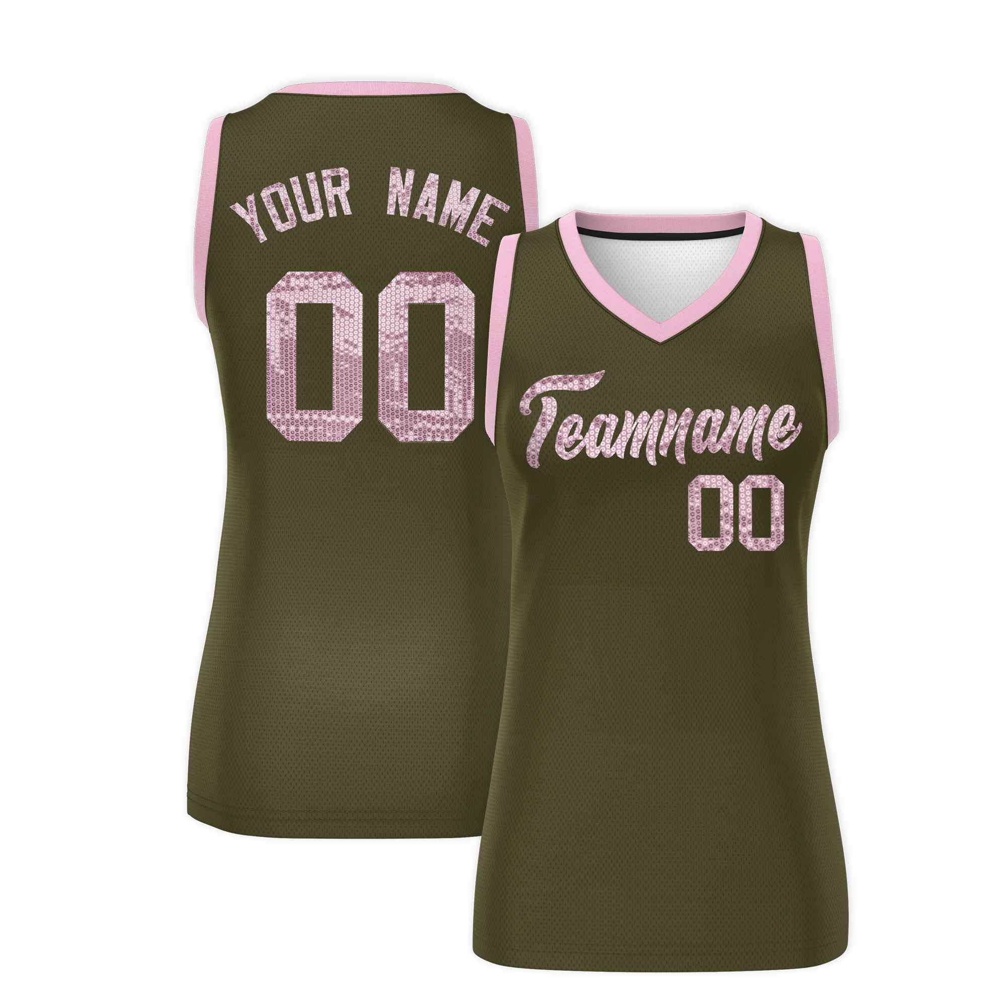 Custom Olive Light Pink Women Basketball Jersey Dress