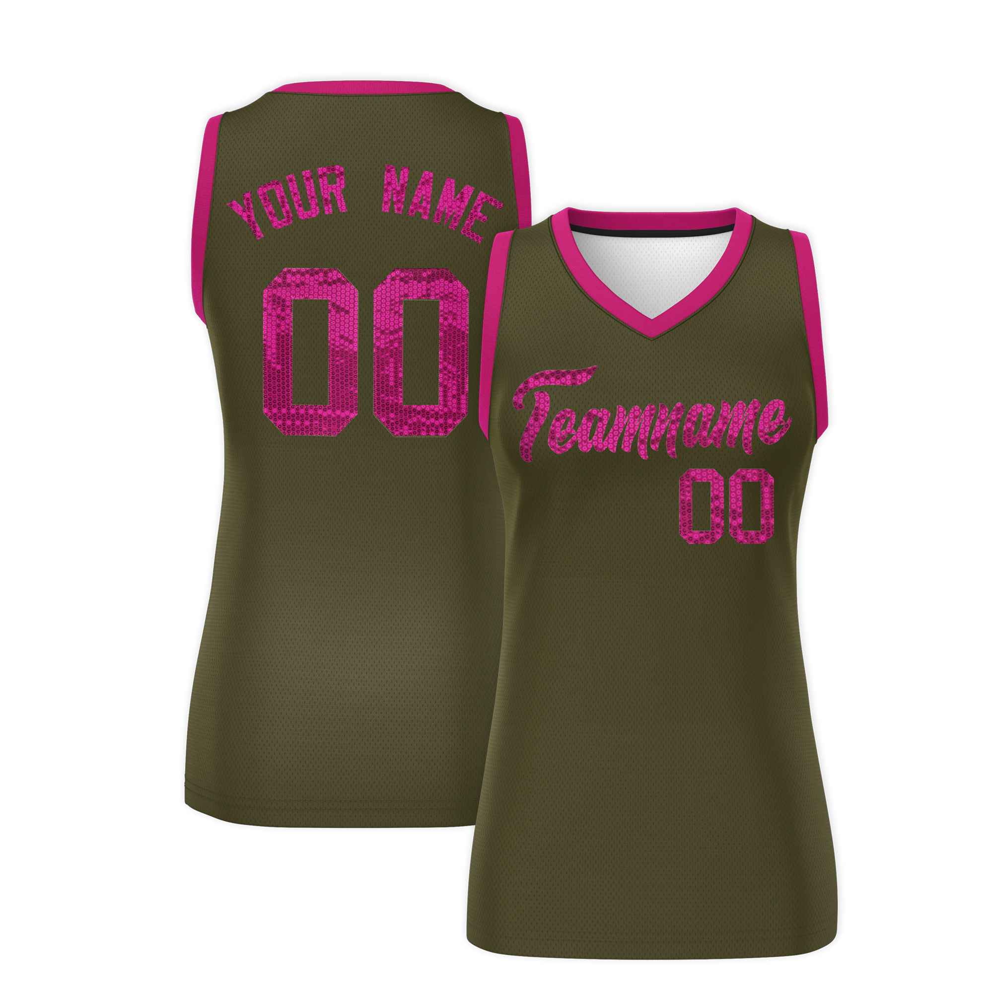 Custom Olive Pink Women Basketball Jersey Dress