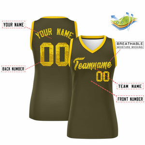 Custom Olive Gold Women Basketball Jersey Dress