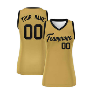 Custom Old Gold Black Women Basketball Jersey Dress