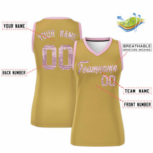 Custom Old Gold Light Pink Women Basketball Jersey Dress