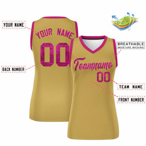 Custom Old Gold Pink Women Basketball Jersey Dress