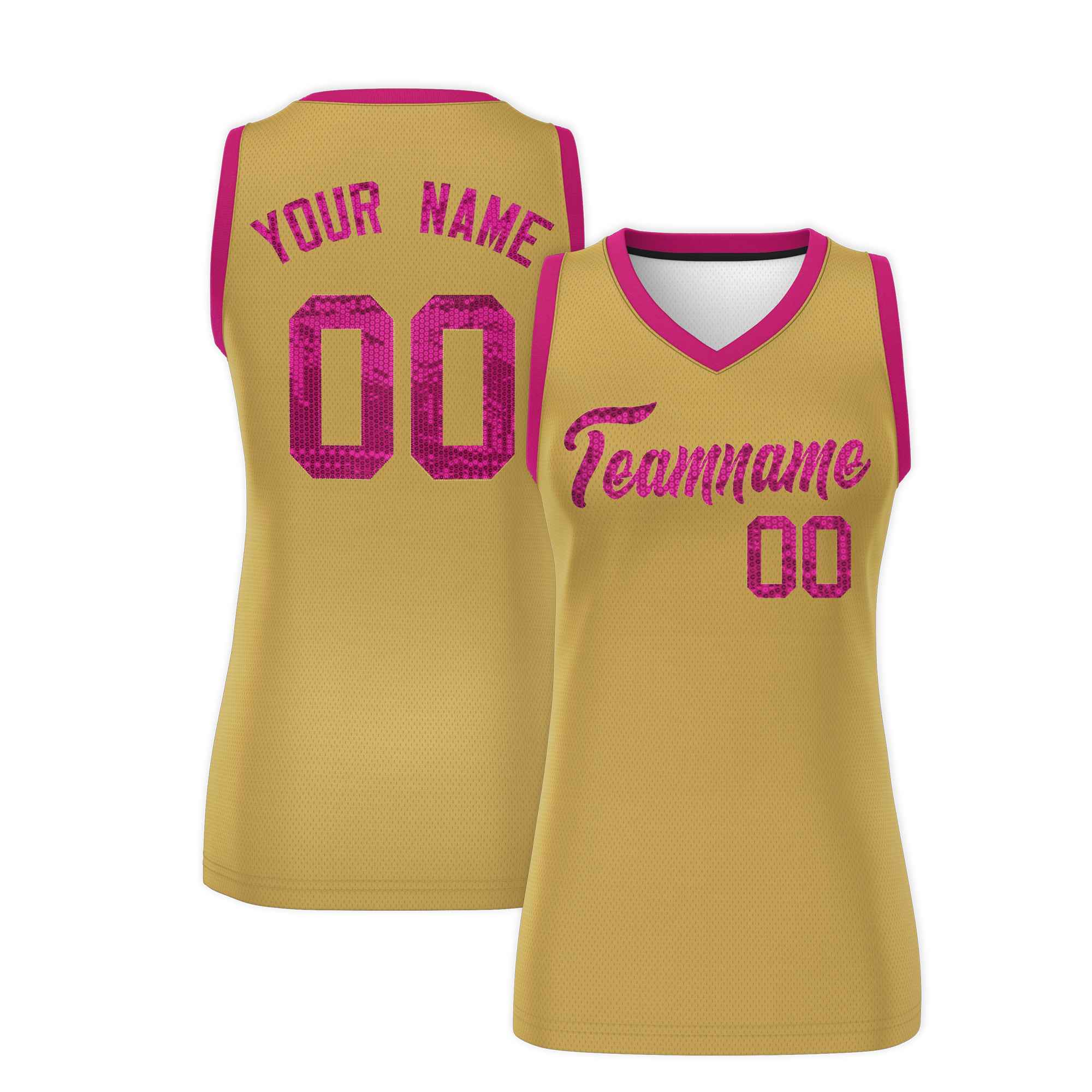 Custom Old Gold Pink Women Basketball Jersey Dress