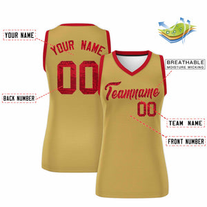 Custom Old Gold Red Women Basketball Jersey Dress