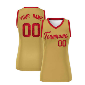 Custom Old Gold Red Women Basketball Jersey Dress