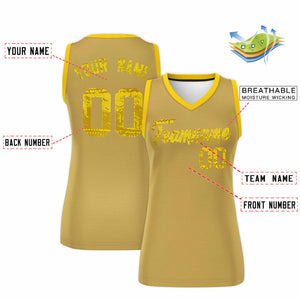 Custom Old Gold Gold Women Basketball Jersey Dress