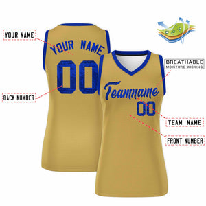 Custom Old Gold Royal Women Basketball Jersey Dress