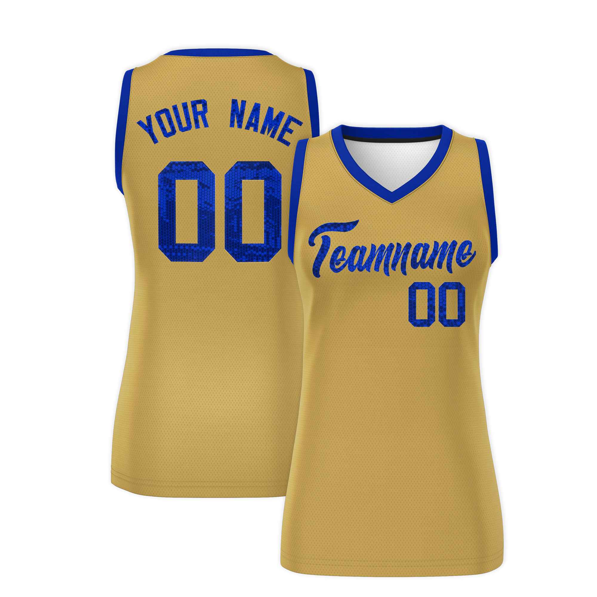 Custom Old Gold Royal Women Basketball Jersey Dress