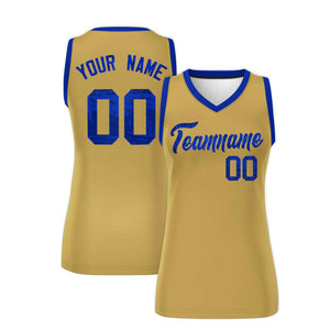 Custom Old Gold Royal Women Basketball Jersey Dress