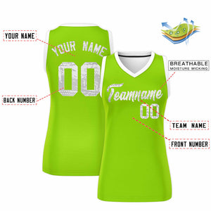 Custom Neon Green White Women Basketball Jersey Dress