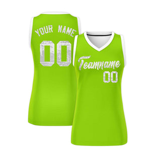 Custom Neon Green White Women Basketball Jersey Dress