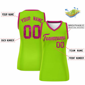 Custom Neon Green Pink Women Basketball Jersey Dress