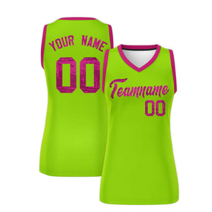 Custom Neon Green Pink Women Basketball Jersey Dress