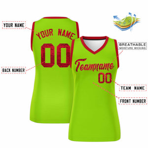 Custom Neon Green Red Women Basketball Jersey Dress