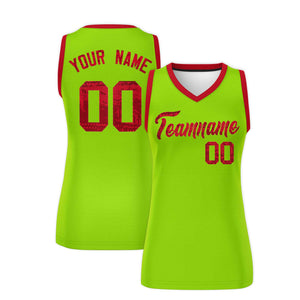 Custom Neon Green Red Women Basketball Jersey Dress