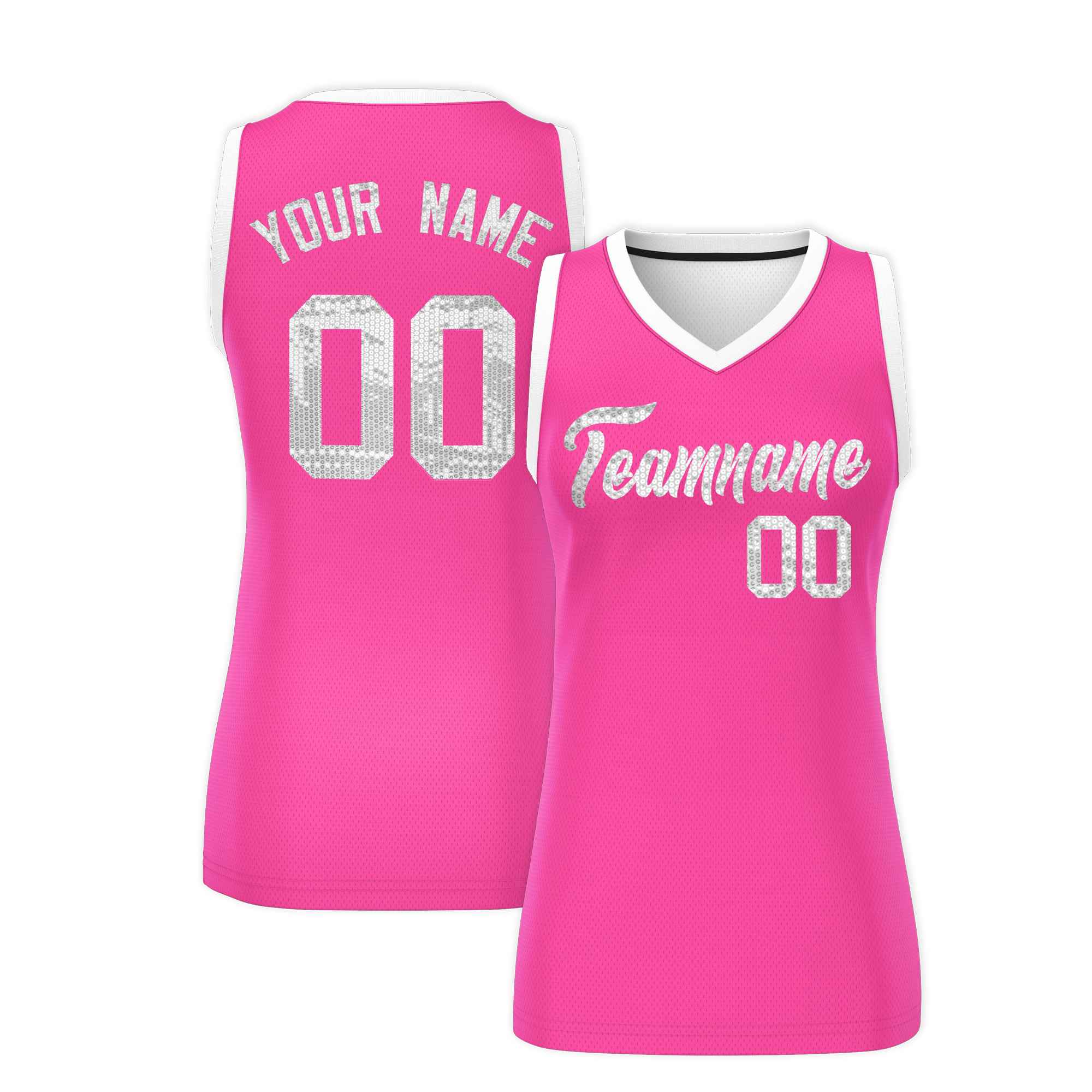 Custom Pink White Women Basketball Jersey Dress