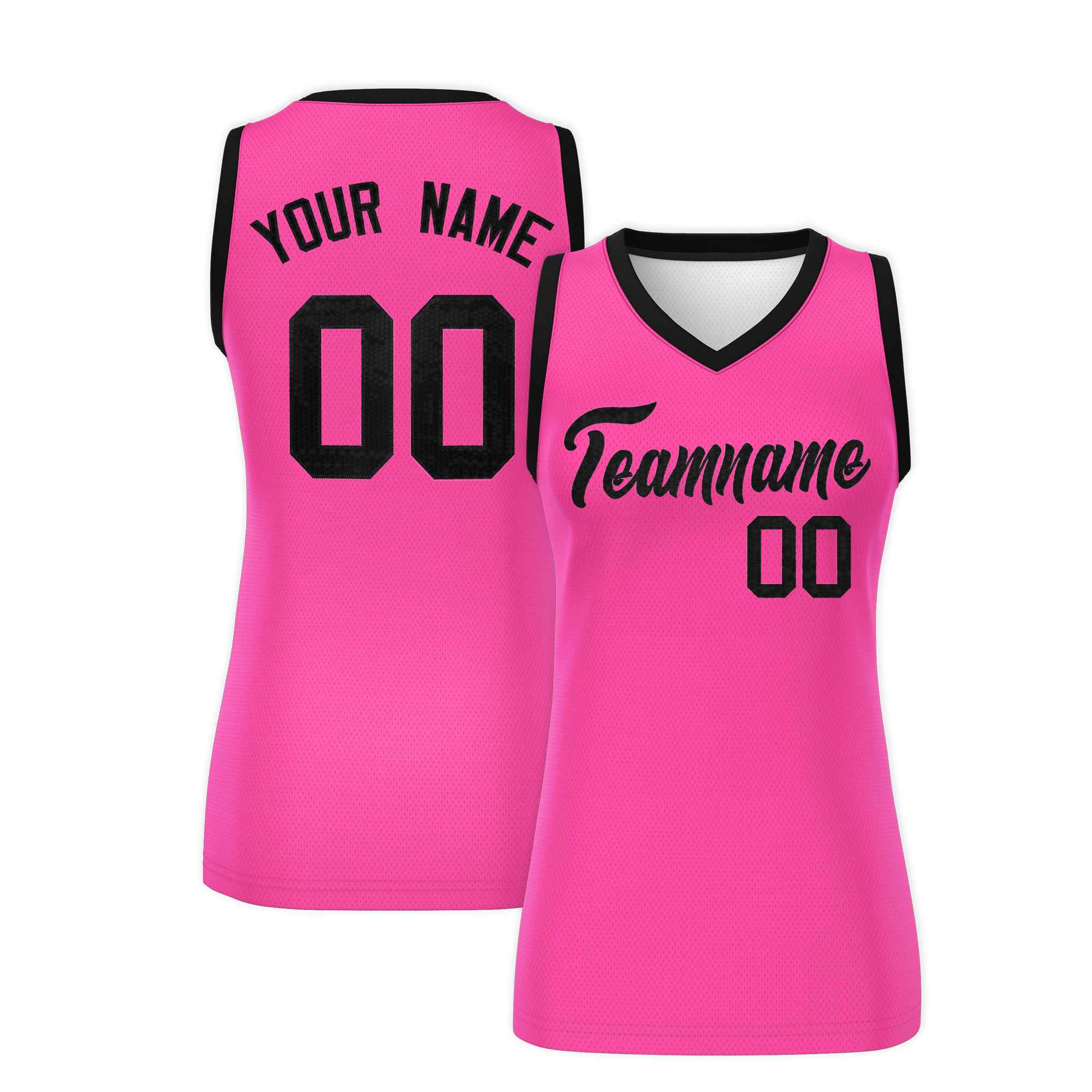 Custom Pink Black Women Basketball Jersey Dress