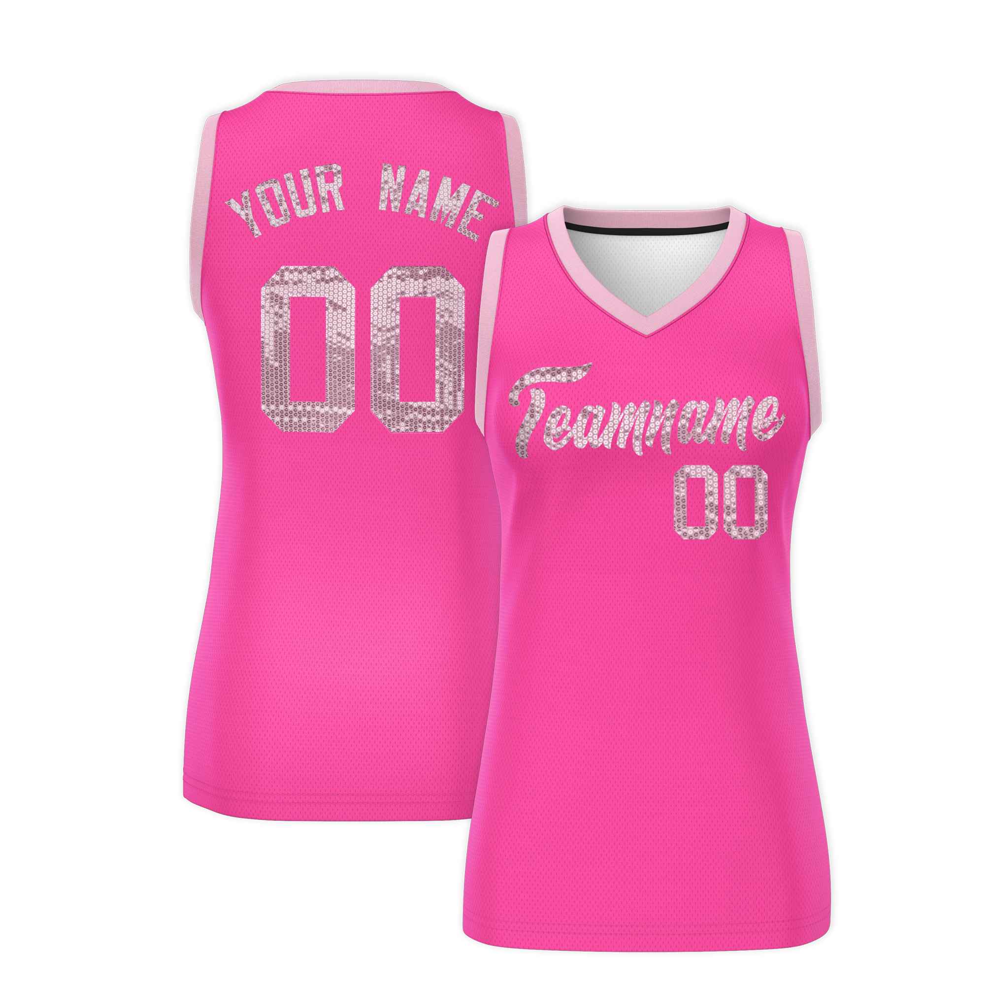 Custom Pink Light Pink Women Basketball Jersey Dress