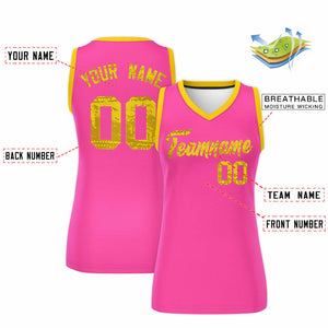 Custom Pink Gold Women Basketball Jersey Dress