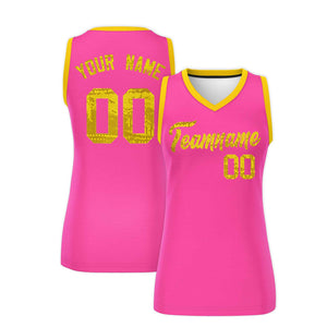 Custom Pink Gold Women Basketball Jersey Dress